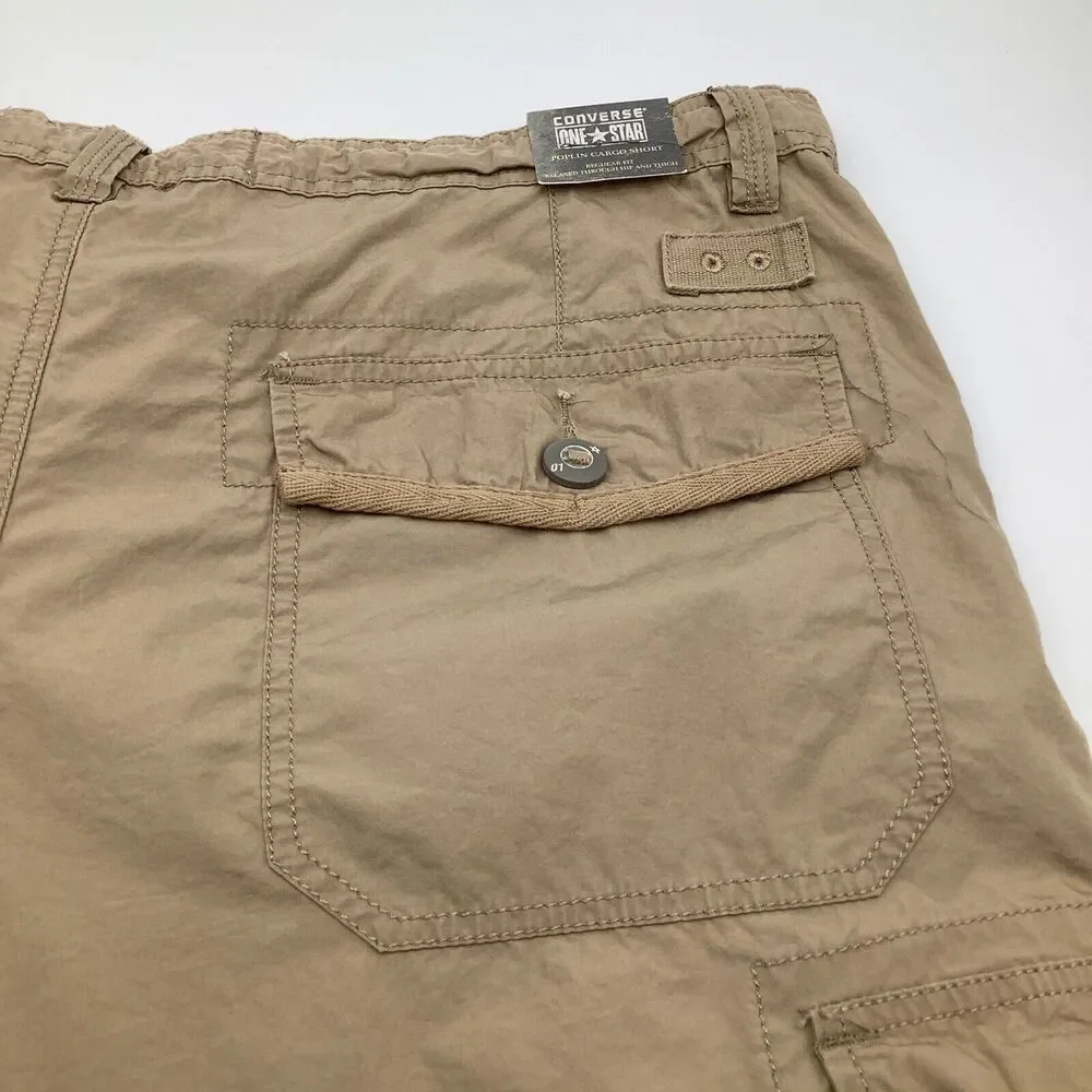 Converse One Star Mens Poplin Cargo Shorts‎ Tan Size 40 NWT
